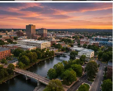 Downtown Greenville, South Carolina at dusk